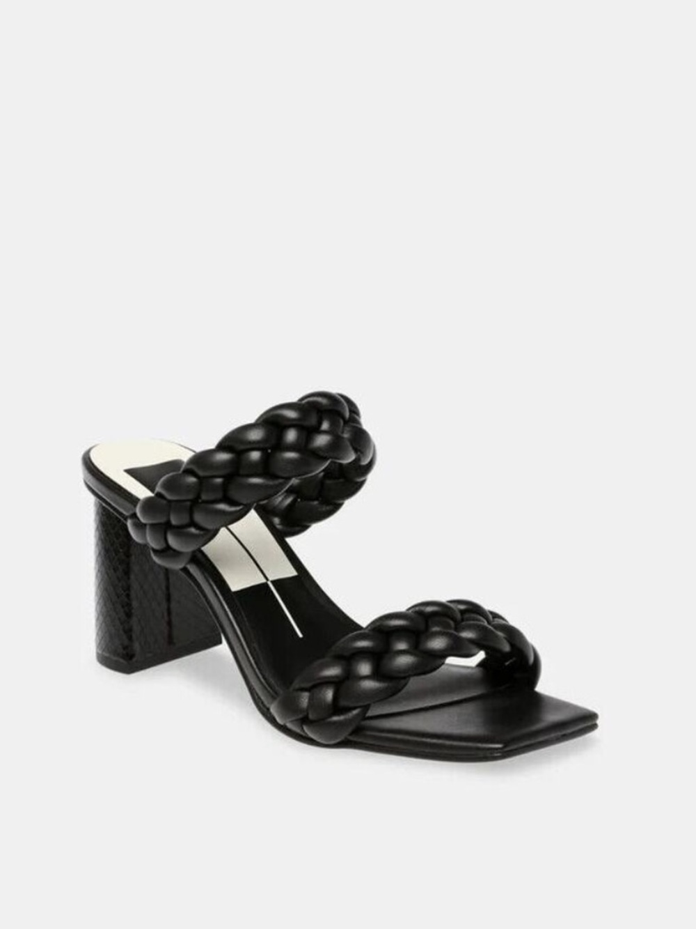 Dolce Vita Black Braided Double-Strap Block Heels
